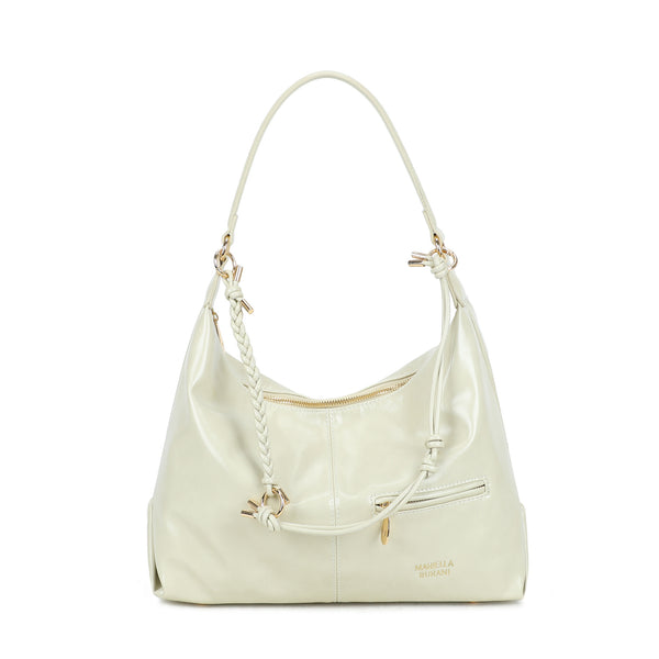 Borsa a spalla in ecopelle lucida con doppio manico Mariella Burani MB018