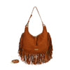 Borsa hobo a spalla in ecopelle scamosciata con frange Valentino Creations VC7089