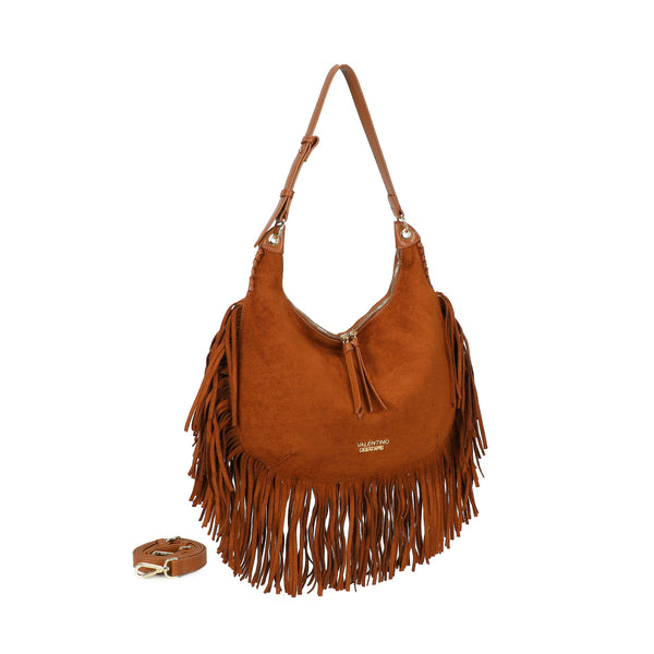 Borsa hobo a spalla in ecopelle scamosciata con frange Valentino Creations VC7089