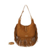 Borsa hobo a spalla in ecopelle scamosciata con frange Valentino Creations VC7089