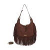 Borsa hobo a spalla in ecopelle scamosciata con frange Valentino Creations VC7089