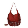 Borsa hobo a spalla in ecopelle scamosciata con frange Valentino Creations VC7089
