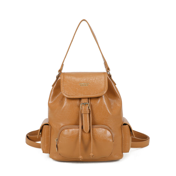 Zainetto in ecopelle con tasche e patta e chiusura a coulisse MB7062