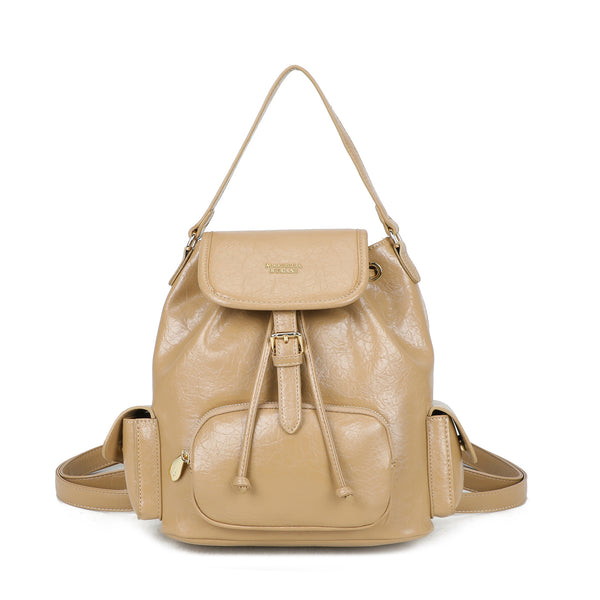 Zainetto in ecopelle con tasche e patta e chiusura a coulisse MB7062