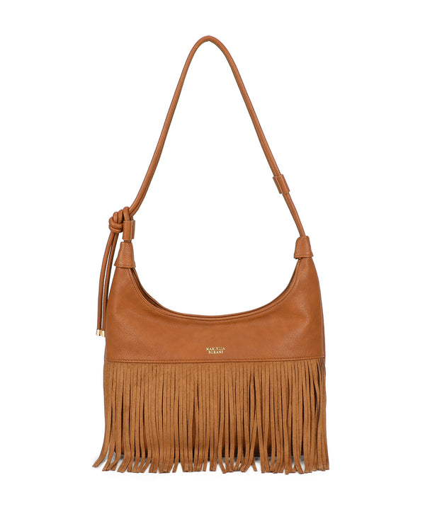 Borsa a spalla shopper in ecopelle Mariella Burani con frange MB714