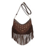 Borsa in ecopelle scamosciata a tracolla con frange Enrico Coveri ECC6329