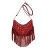 Borsa in ecopelle scamosciata a tracolla con frange Enrico Coveri ECC6329
