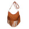 Borsa in ecopelle scamosciata a tracolla con frange Enrico Coveri ECC6329