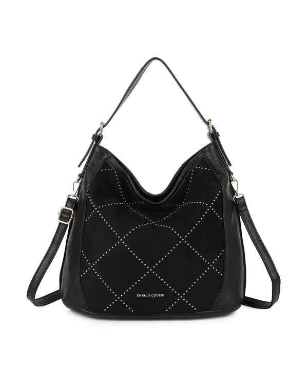 Borsa grande in ecopelle con inserto in velluto Enrico Coveri ECG627