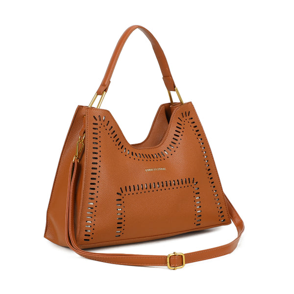 Borsa a mano con dettagli traforati Enrico coveri in ecopelle con pochette rimovibile EC6280