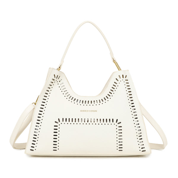 Borsa a mano con dettagli traforati Enrico coveri in ecopelle con pochette rimovibile EC6280