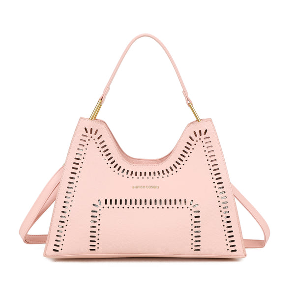 Borsa a mano con dettagli traforati Enrico coveri in ecopelle con pochette rimovibile EC6280