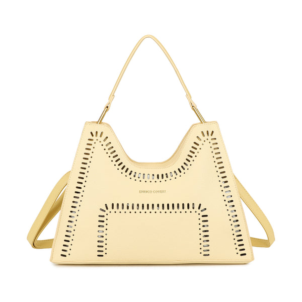 Borsa a mano con dettagli traforati Enrico coveri in ecopelle con pochette rimovibile EC6280