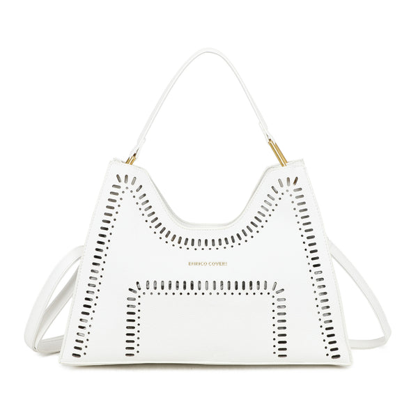 Borsa a mano con dettagli traforati Enrico coveri in ecopelle con pochette rimovibile EC6280