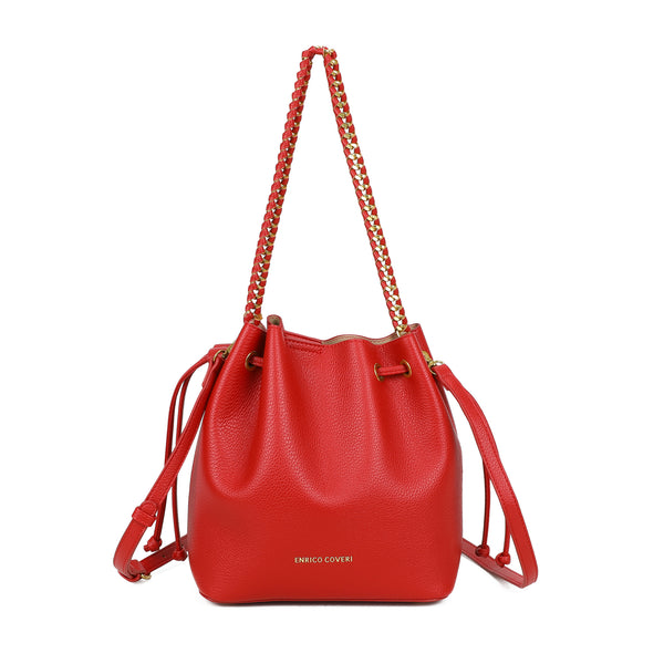 Borsa a sacco con coulisse e manico intrecciato a spalla in ecopelle Enrico Coveri EC2262