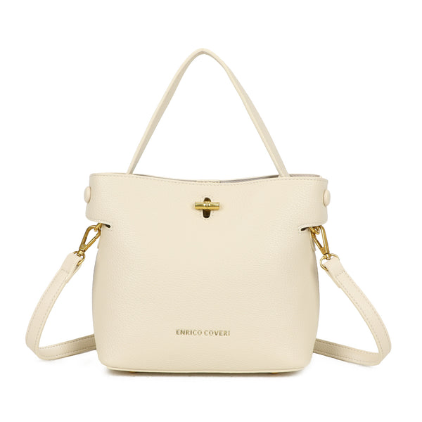 Borsa shopper in ecopelle Enrico Coveri con chiusura turn lock e pochette rimovibile EC2251