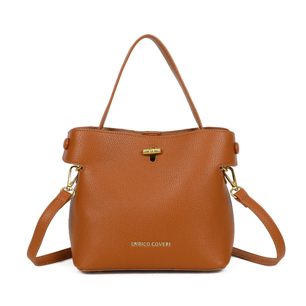 Borsa shopper in ecopelle Enrico Coveri con chiusura turn lock e pochette rimovibile EC2251