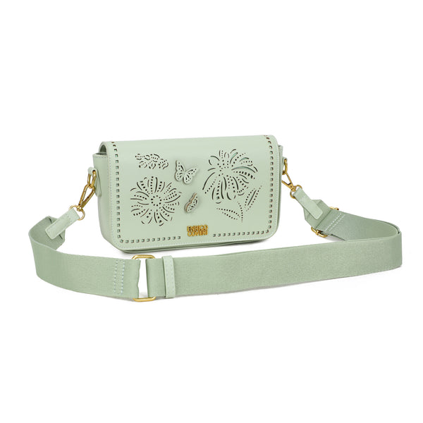 Borsa a patta traforata in ecopelle Enrico Coveri con tracolla in tessuto EC2236