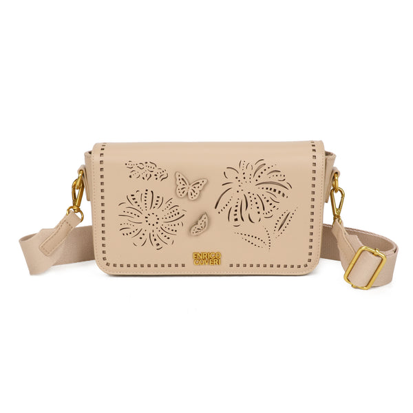 Borsa a patta traforata in ecopelle Enrico Coveri con tracolla in tessuto EC2236