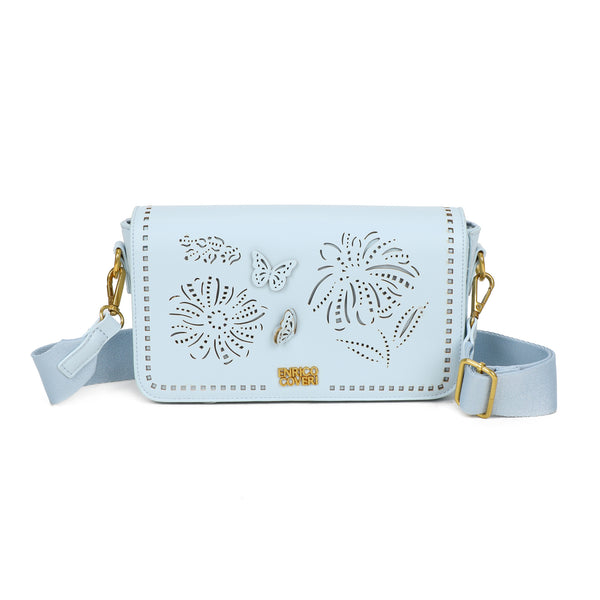 Borsa a patta traforata in ecopelle Enrico Coveri con tracolla in tessuto EC2236