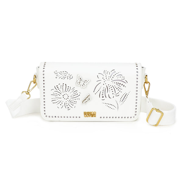 Borsa a patta traforata in ecopelle Enrico Coveri con tracolla in tessuto EC2236