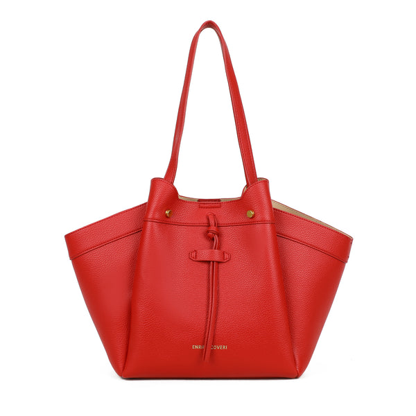 Borsa shopper a spalla in ecopelle con borchie e laccio decorativo Enrico Coveri EC2263