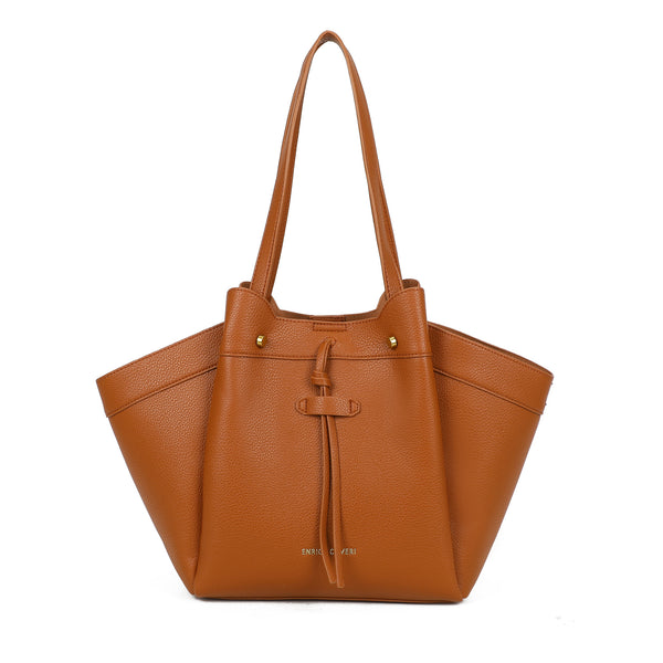 Borsa shopper a spalla in ecopelle con borchie e laccio decorativo Enrico Coveri EC2263