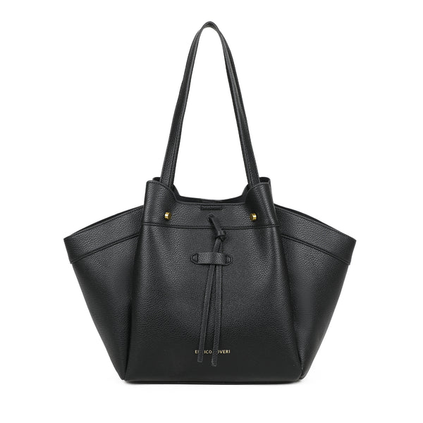 Borsa shopper a spalla in ecopelle con borchie e laccio decorativo Enrico Coveri EC2263