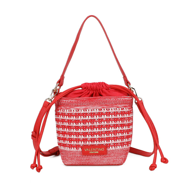 Borsa a secchiello in ecopelle e tessuto intrecciato VC512