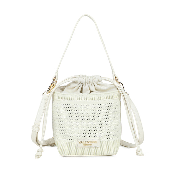 Borsa a secchiello in ecopelle e tessuto intrecciato VC512