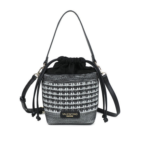 Borsa a secchiello in ecopelle e tessuto intrecciato VC512