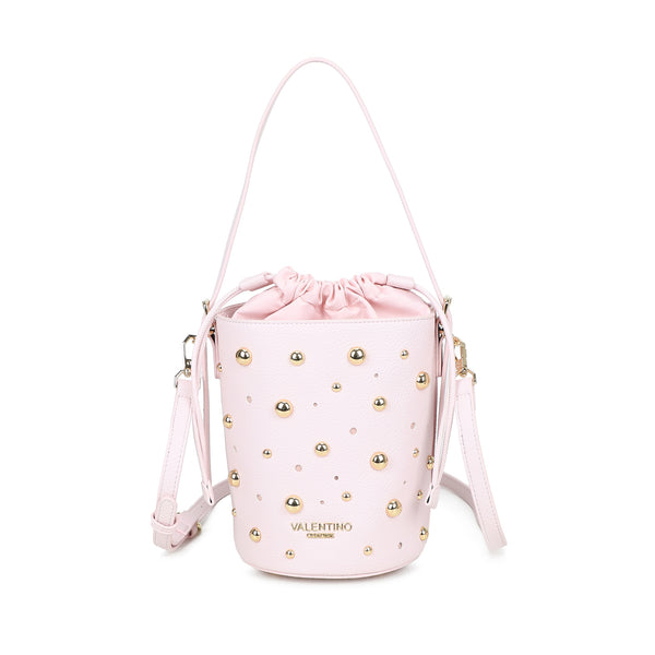 Borsa a secchiello in ecopelle con borchie e chiusura a coulisse VC523