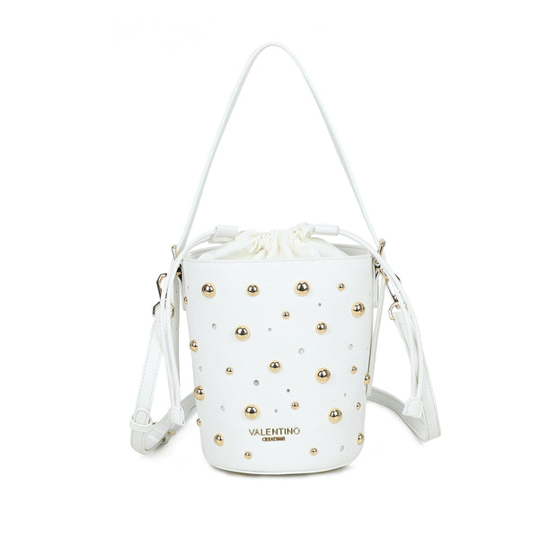 Borsa a secchiello in ecopelle con borchie e chiusura a coulisse VC523