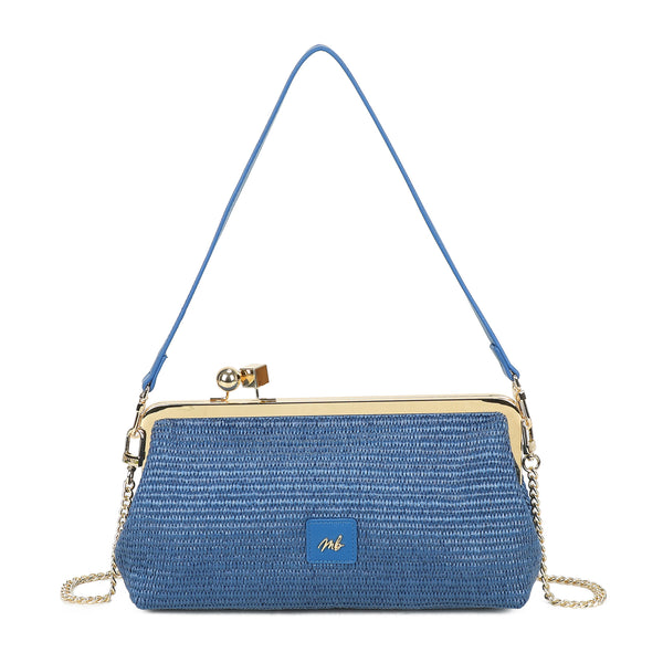 Borsa in rafia ed ecopelle a chiusura a scatto in metallo MB6313