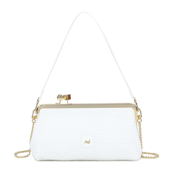 Borsa in rafia ed ecopelle a chiusura a scatto in metallo MB6313