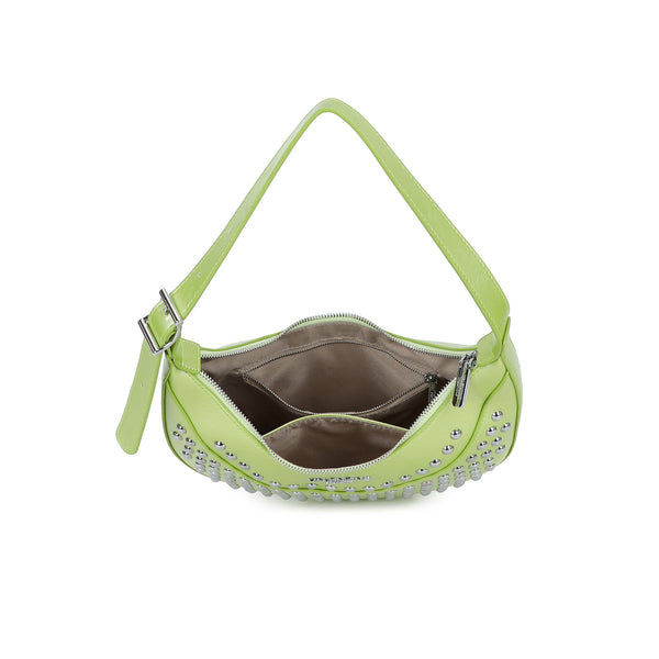 Borsa in ecopelle mezzaluna a spalla con borchie Valentino Creations VC2019Q