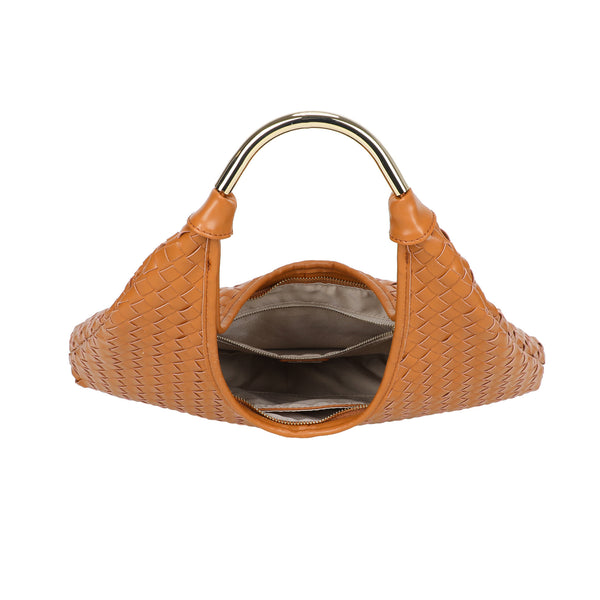 Shopper a spalla in ecopelle intrecciata e manico in metallo Valentino Creations VC2027