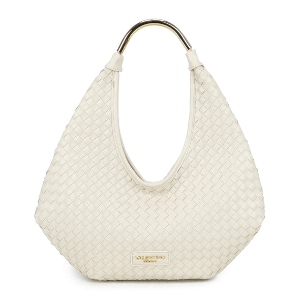 Shopper a spalla in ecopelle intrecciata e manico in metallo Valentino Creations VC2027