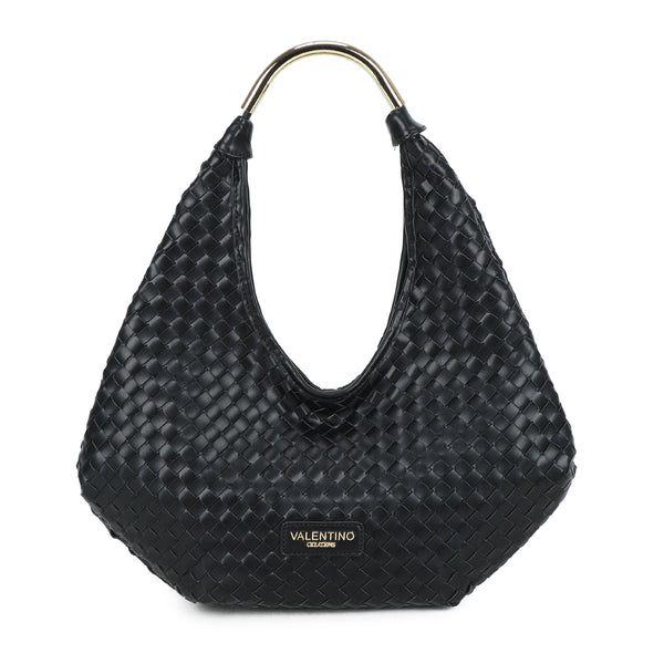 Shopper a spalla in ecopelle intrecciata e manico in metallo Valentino Creations VC2027